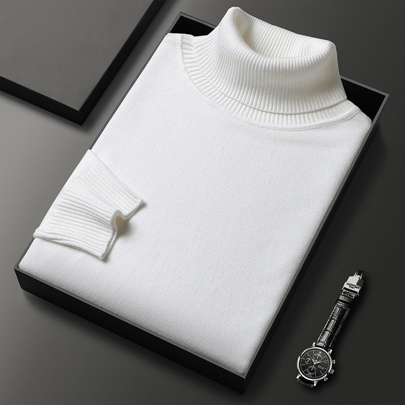 Pull col roulé homme en laine à maille fine 6