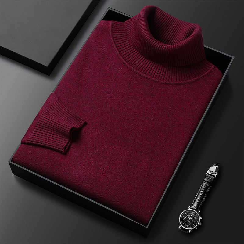 Pull col roulé homme en laine à maille fine 7