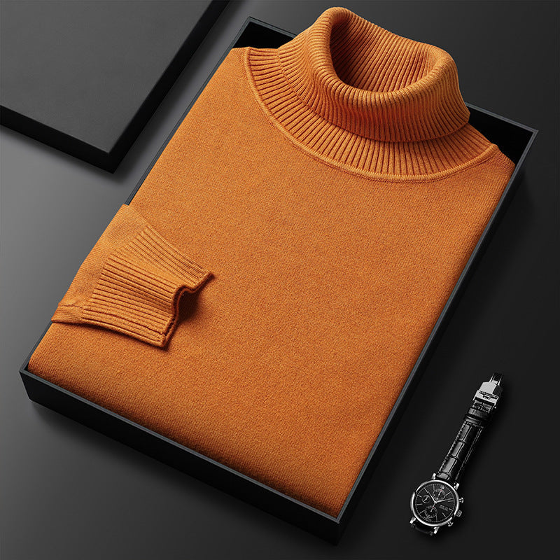 Pull col roulé homme en laine à maille fine 8