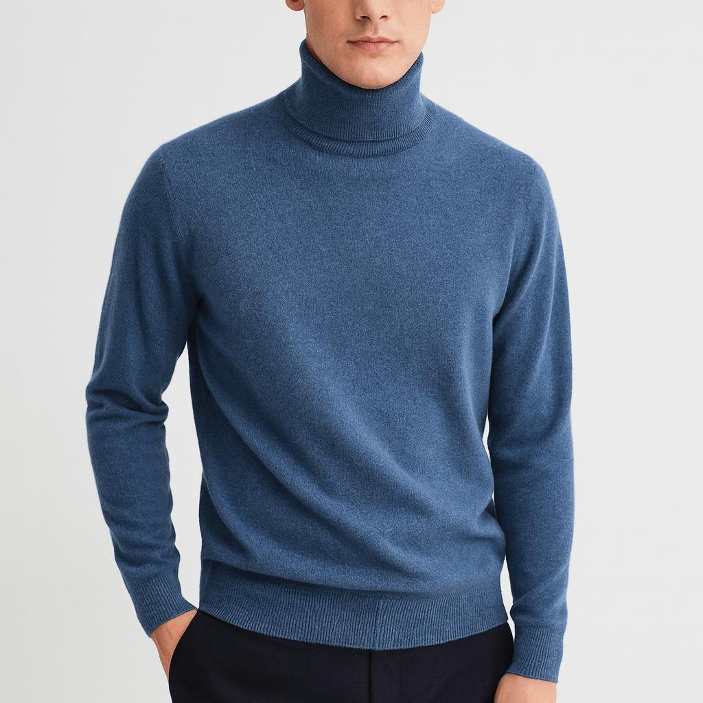 Pull col roulé homme en laine fine coupe classique 1