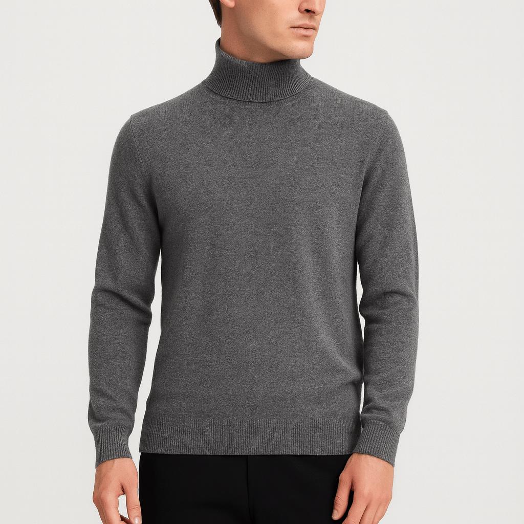 Pull col roulé homme en laine fine coupe classique 4