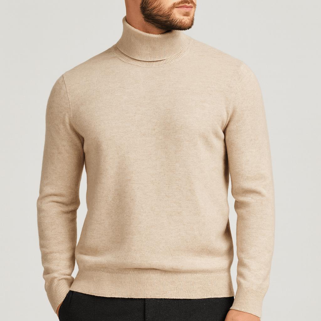 Pull col roulé homme en laine fine coupe classique 5