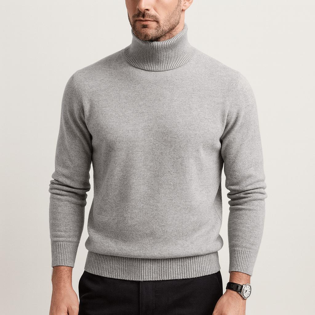 Pull col roulé homme en laine fine coupe classique 6