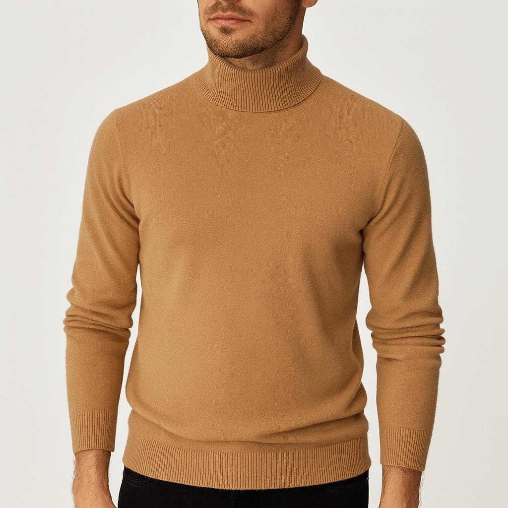 Pull col roulé homme en laine fine coupe classique 7