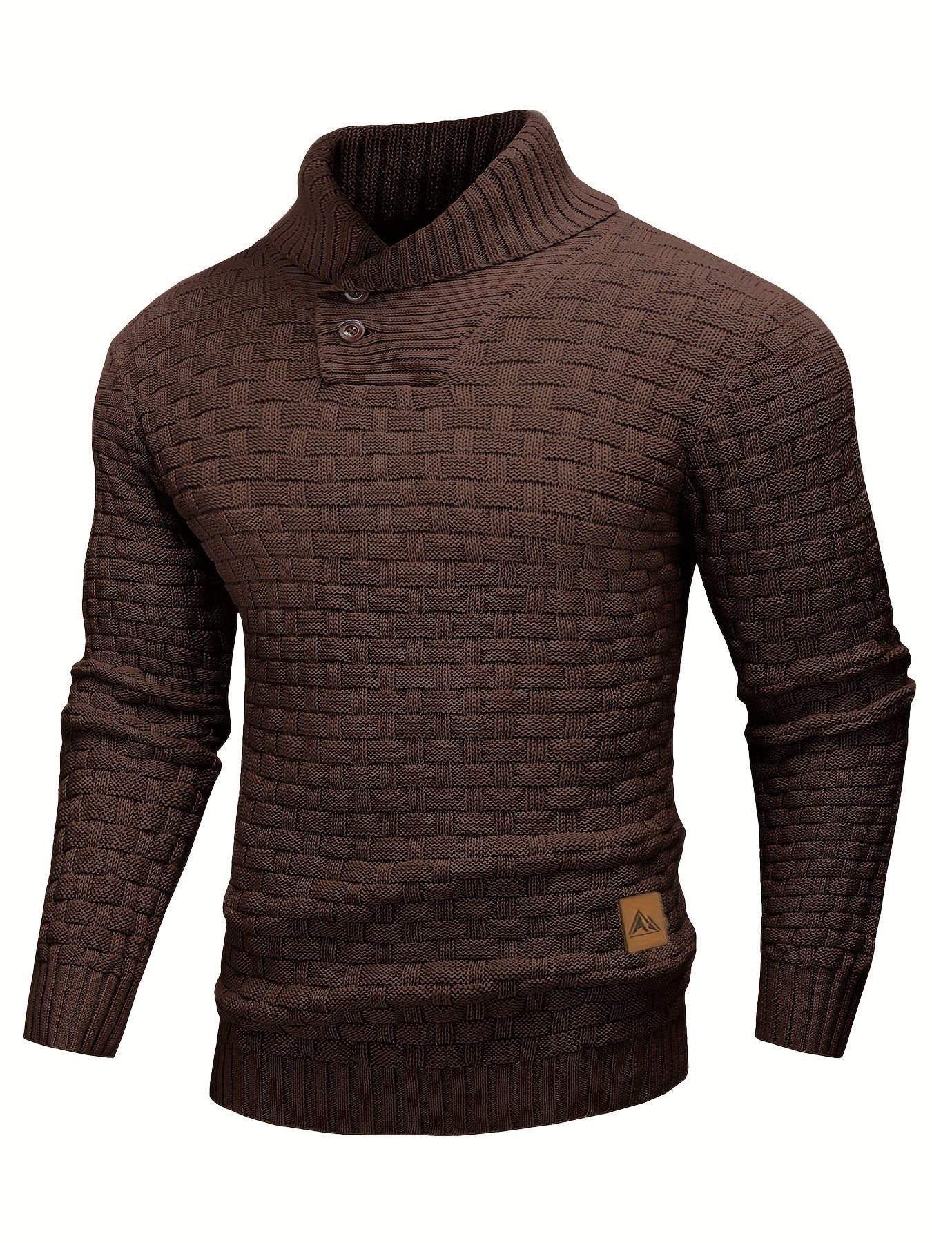 Pull col roulé homme en maille gaufrée à boutons 1
