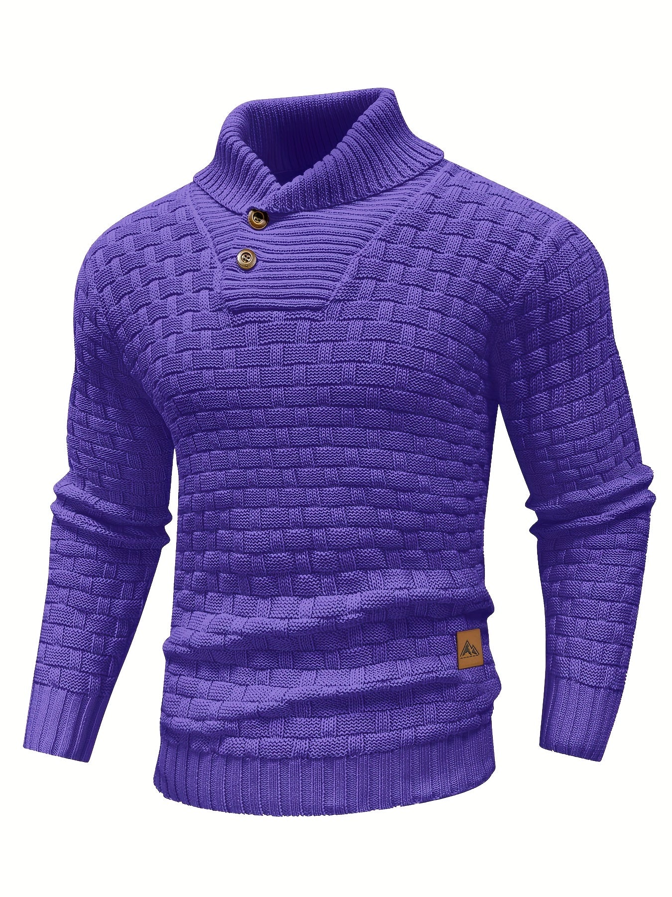 Pull col roulé homme en maille gaufrée à boutons 10