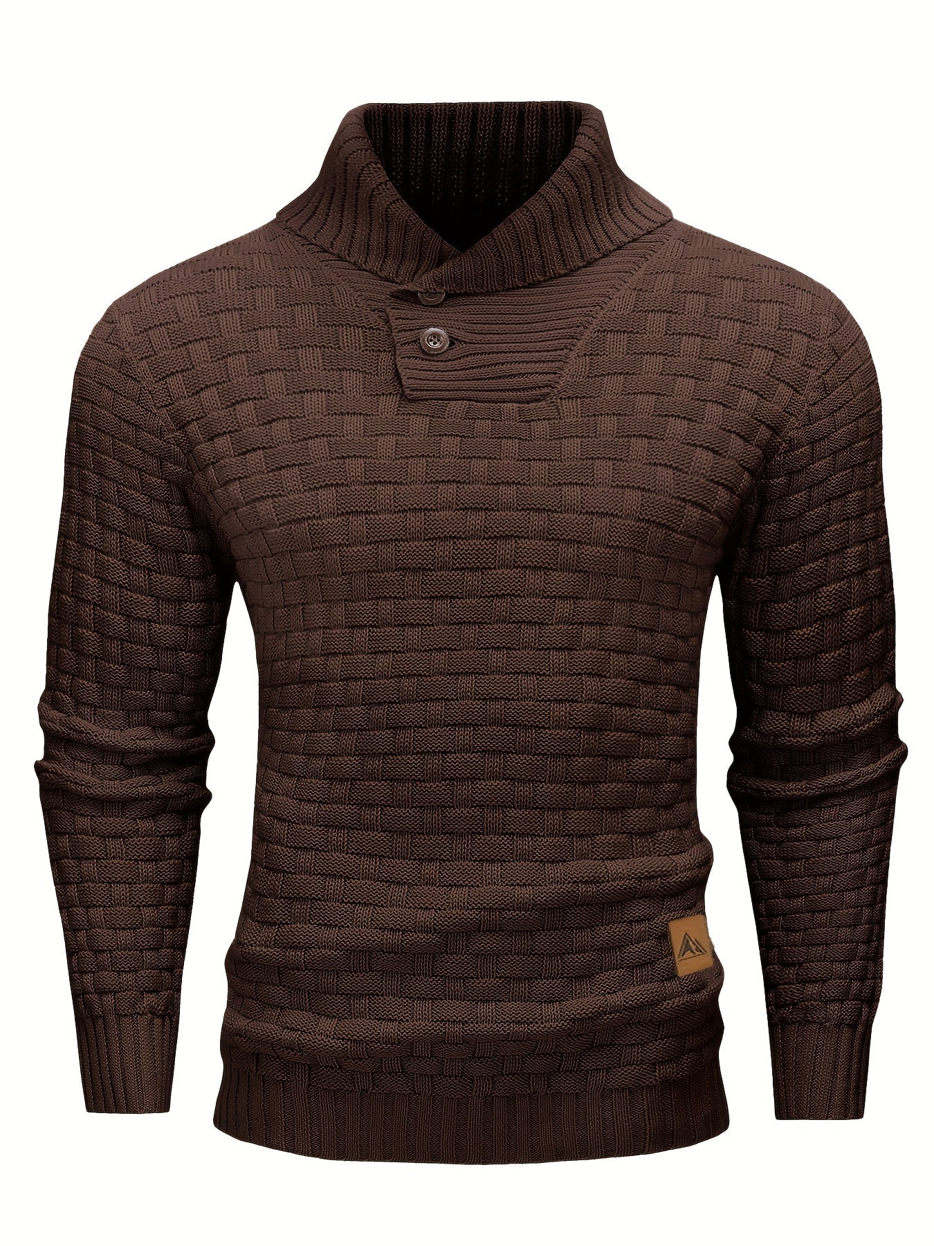 Pull col roulé homme en maille gaufrée à boutons 11