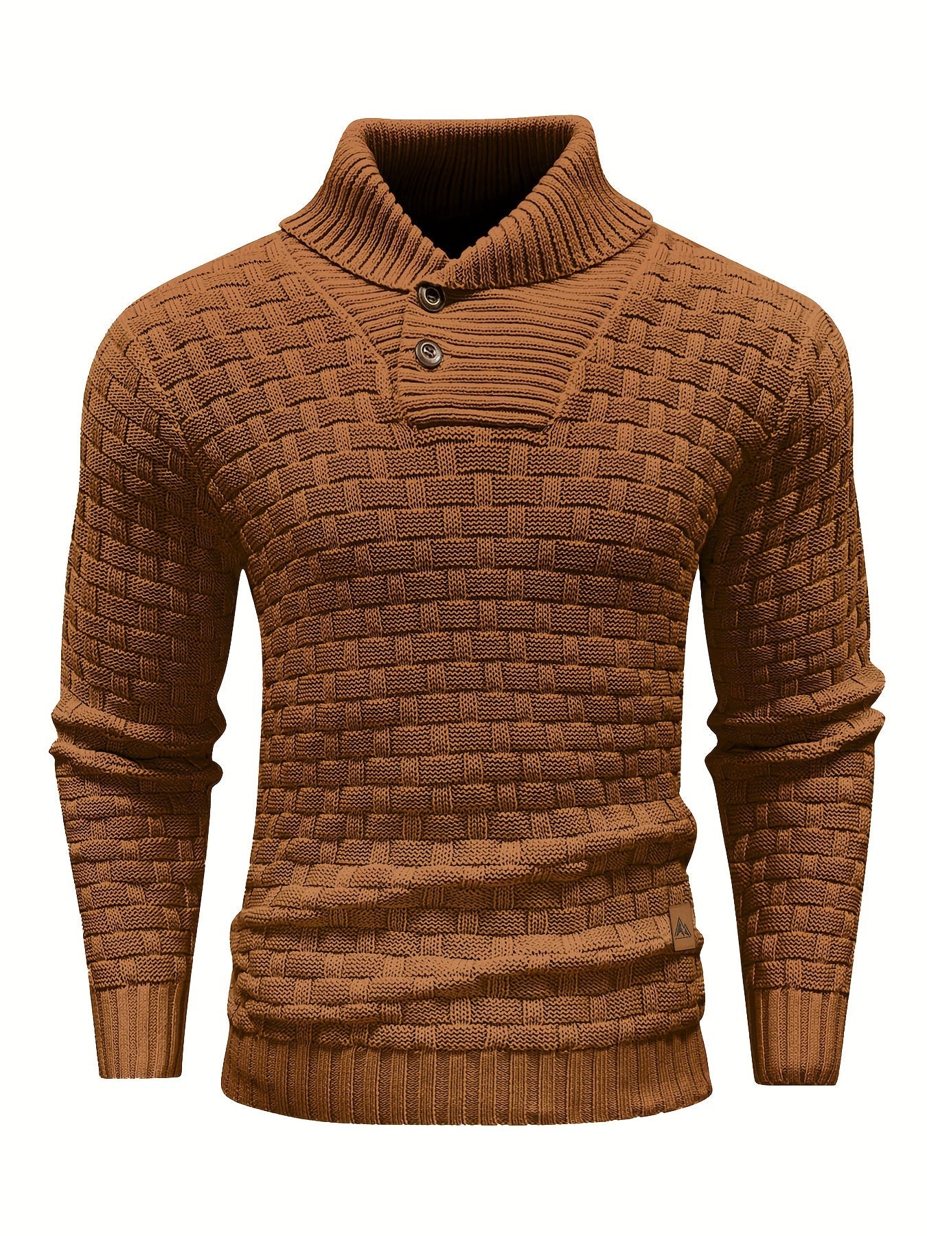 Pull col roulé homme en maille gaufrée à boutons 15