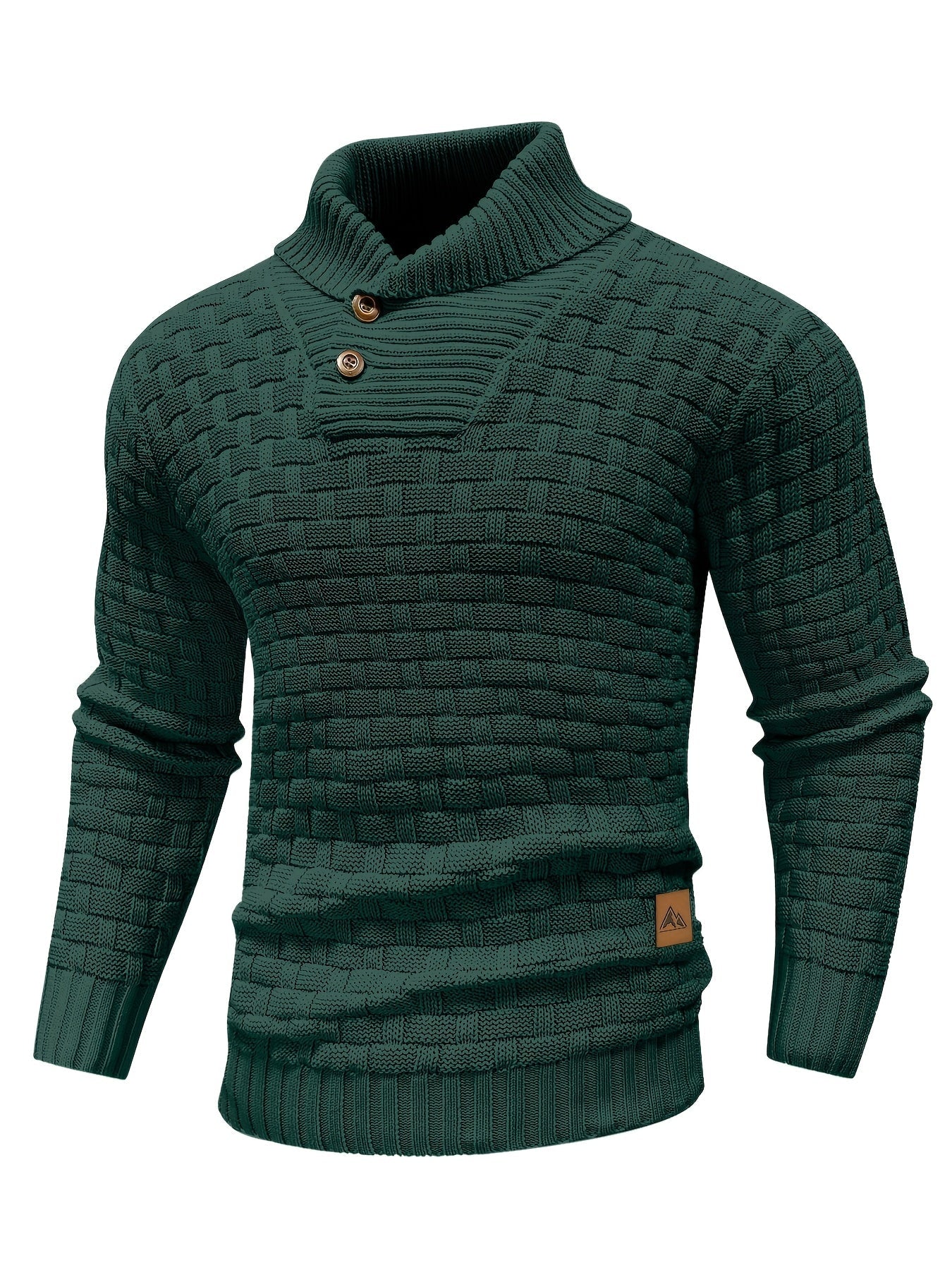 Pull col roulé homme en maille gaufrée à boutons 3