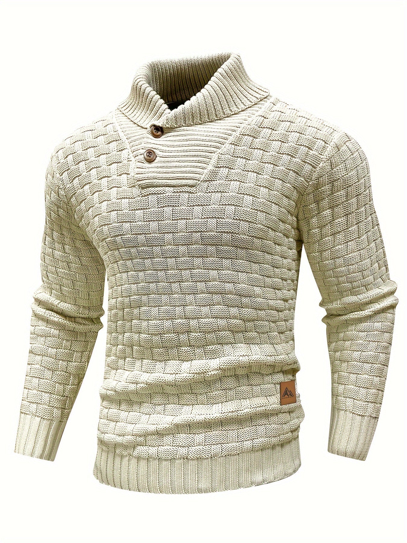 Pull col roulé homme en maille gaufrée à boutons 4