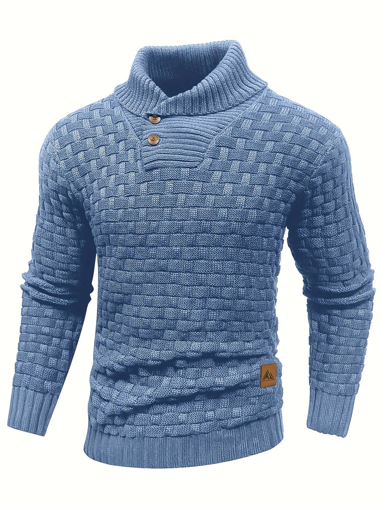 Pull col roulé homme en maille gaufrée à boutons 5