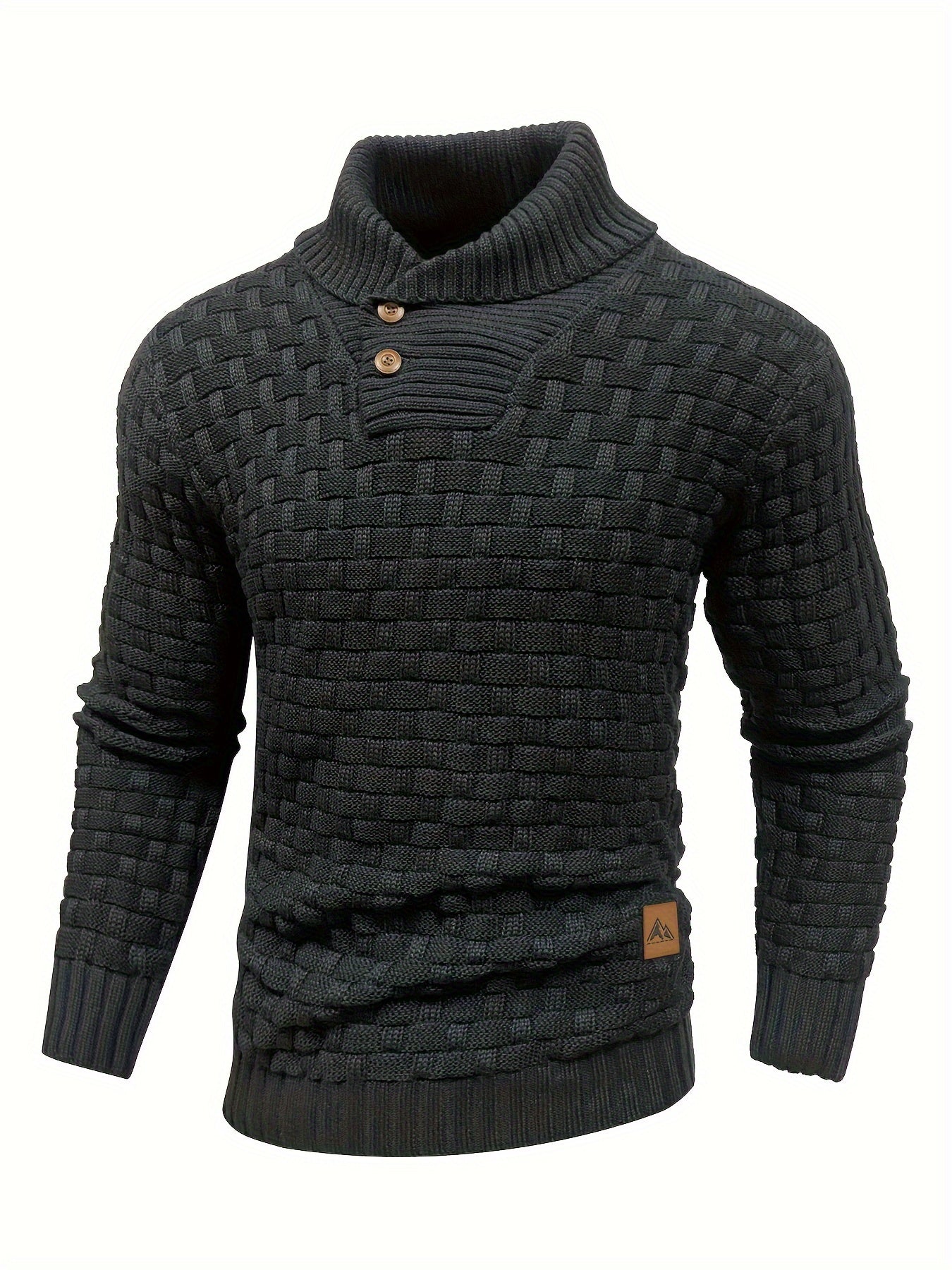 Pull col roulé homme en maille gaufrée à boutons 6
