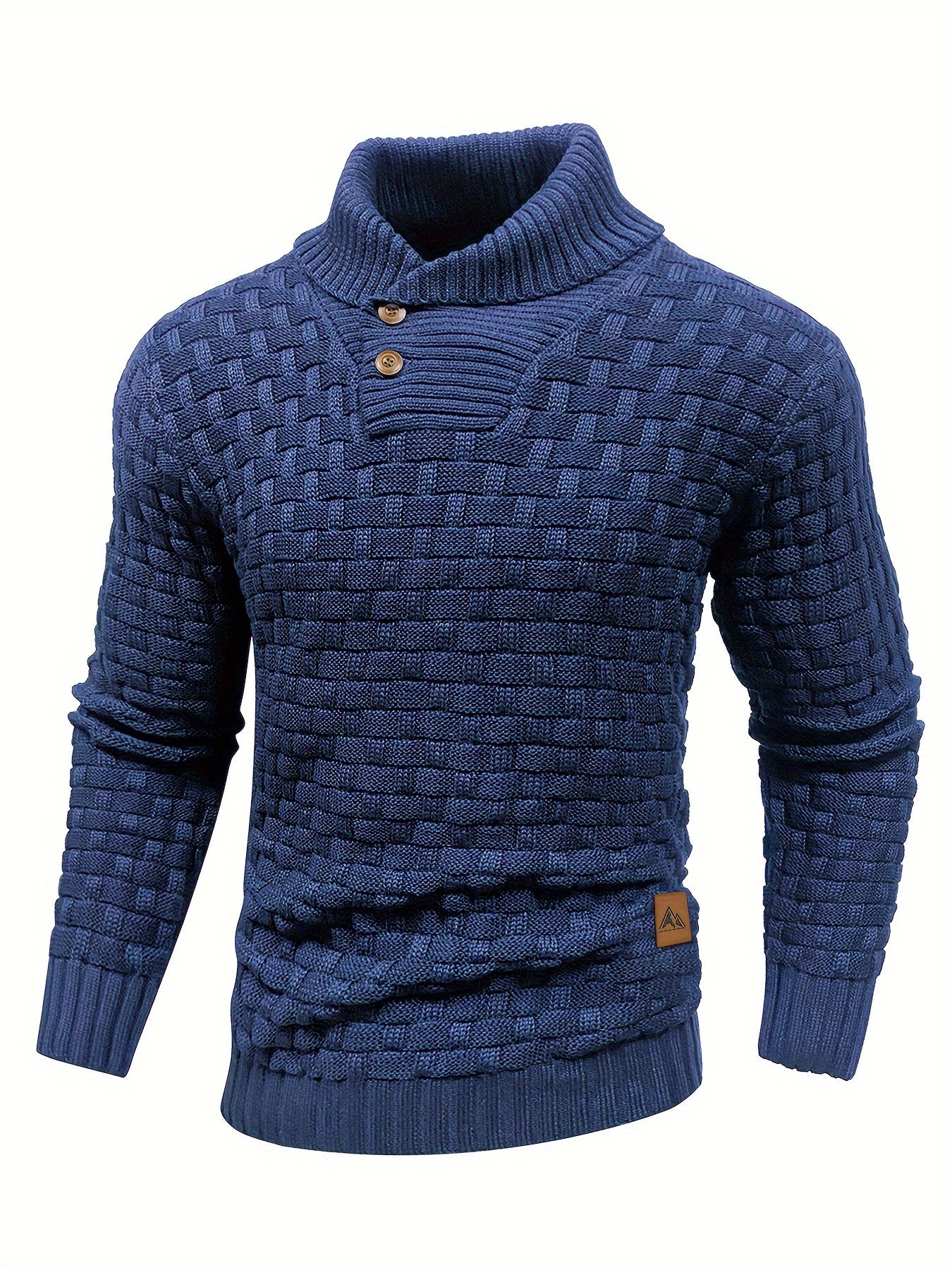 Pull col roulé homme en maille gaufrée à boutons 7