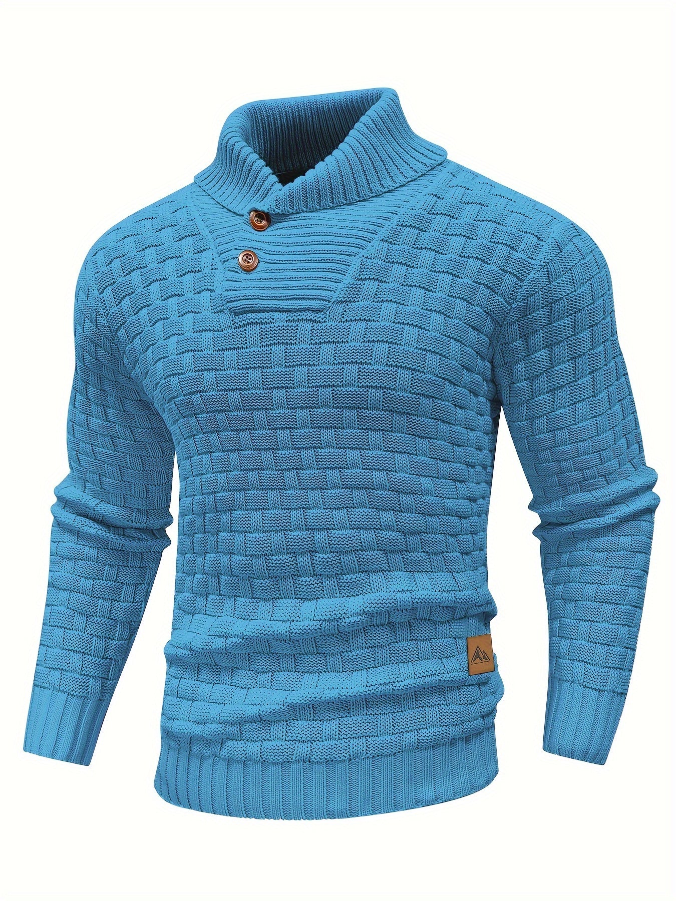Pull col roulé homme en maille gaufrée à boutons 8