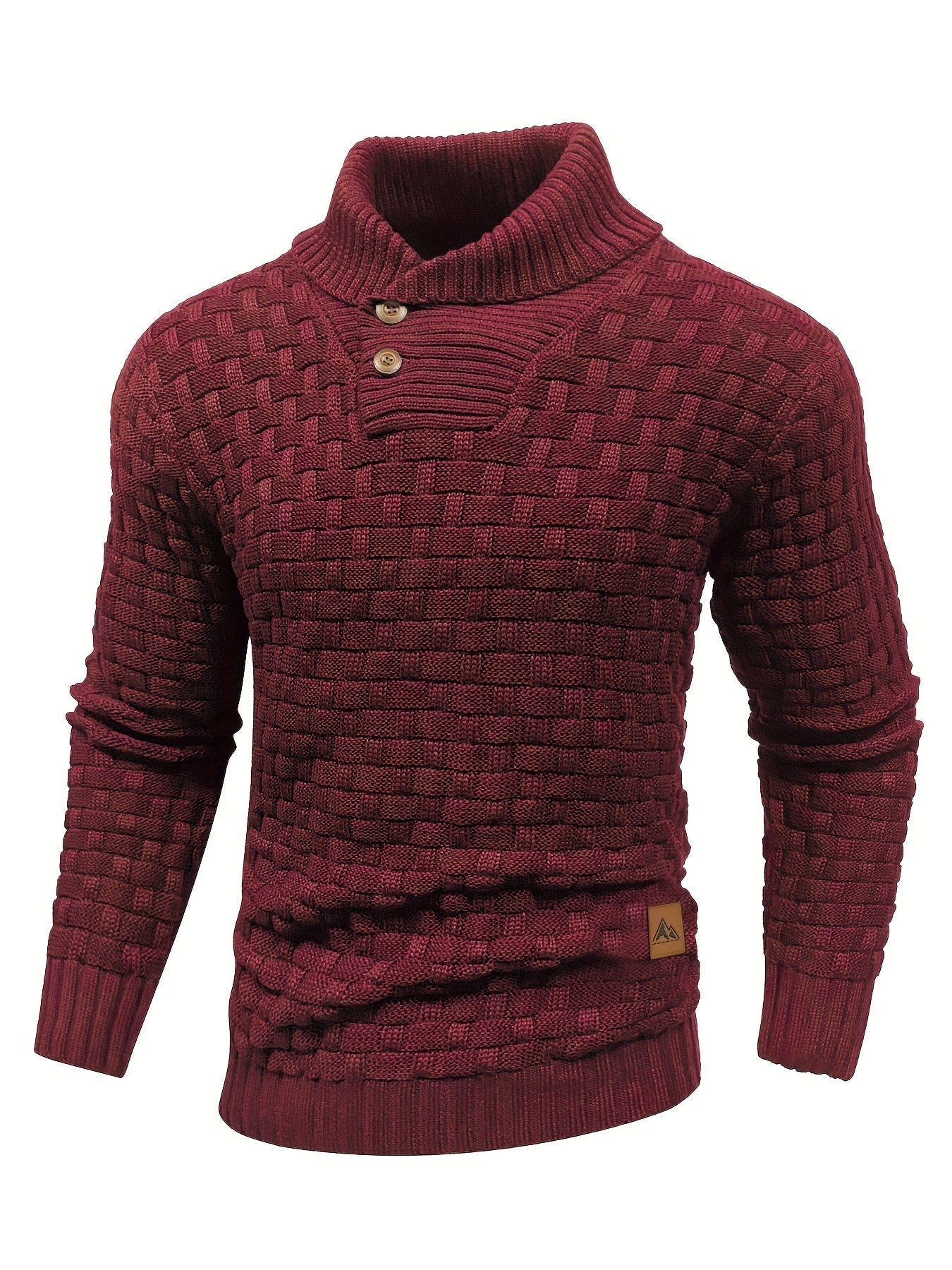 Pull col roulé homme en maille gaufrée à boutons 9