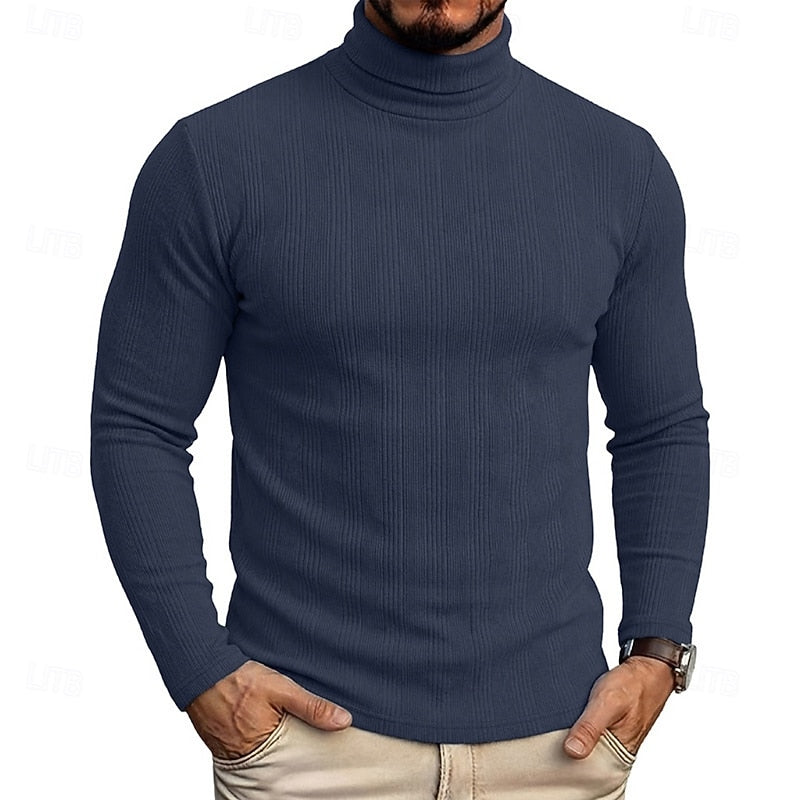 Pull col roulé homme en maille texturée coupe près du corps 1