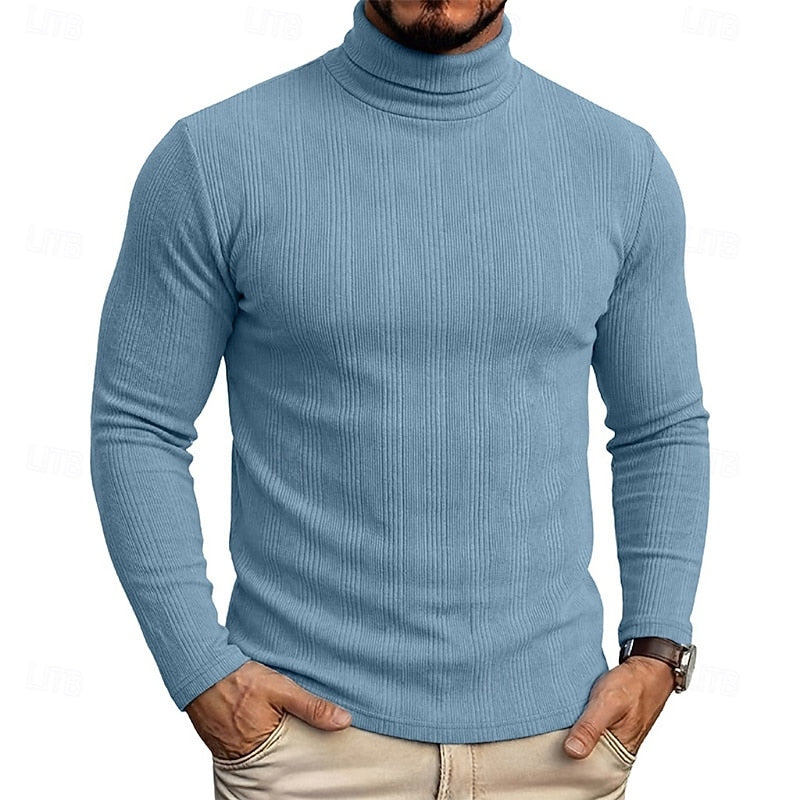 Pull col roulé homme en maille texturée coupe près du corps 10