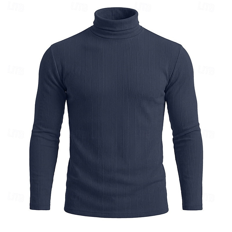 Pull col roulé homme en maille texturée coupe près du corps 11