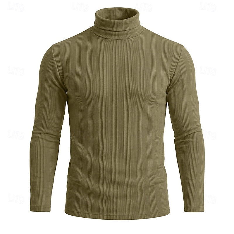 Pull col roulé homme en maille texturée coupe près du corps 15