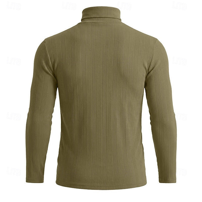 Pull col roulé homme en maille texturée coupe près du corps 17