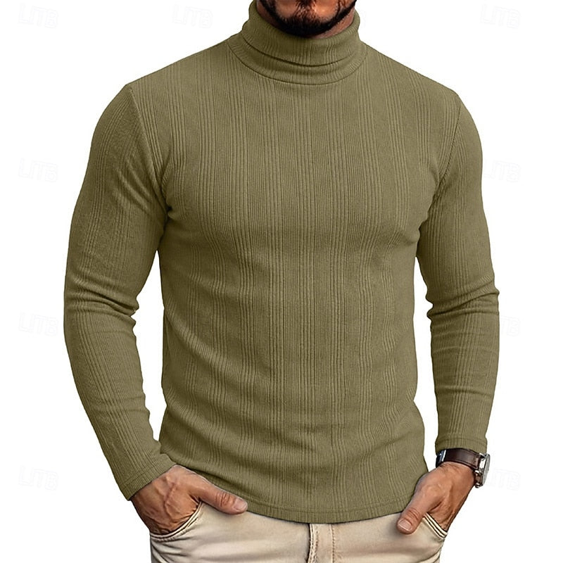 Pull col roulé homme en maille texturée coupe près du corps 2