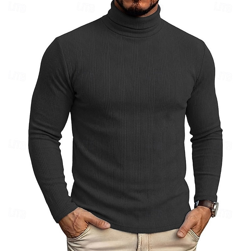 Pull col roulé homme en maille texturée coupe près du corps 4