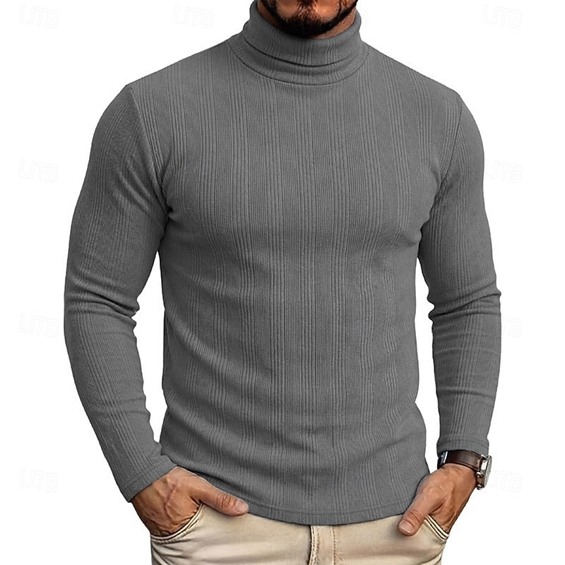 Pull col roulé homme en maille texturée coupe près du corps 5