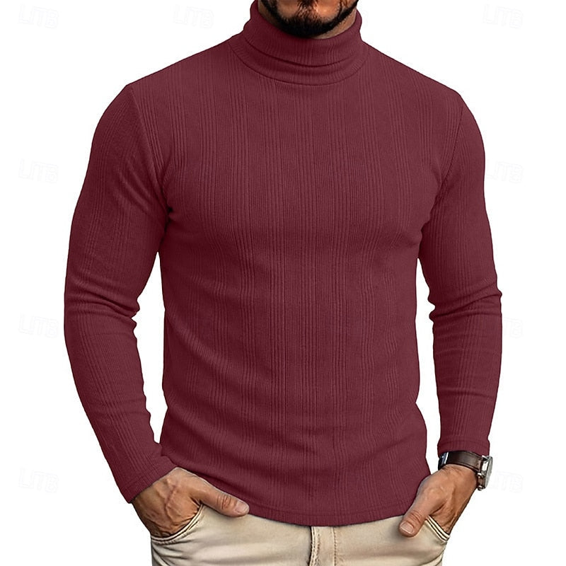 Pull col roulé homme en maille texturée coupe près du corps 6