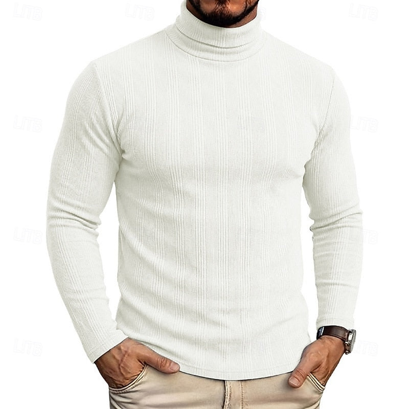 Pull col roulé homme en maille texturée coupe près du corps 7