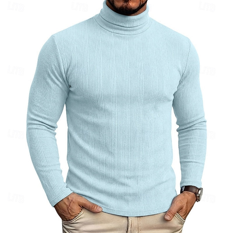 Pull col roulé homme en maille texturée coupe près du corps 8