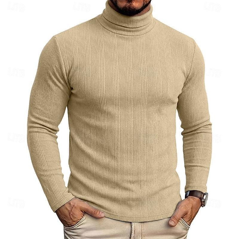 Pull col roulé homme en maille texturée coupe près du corps 9