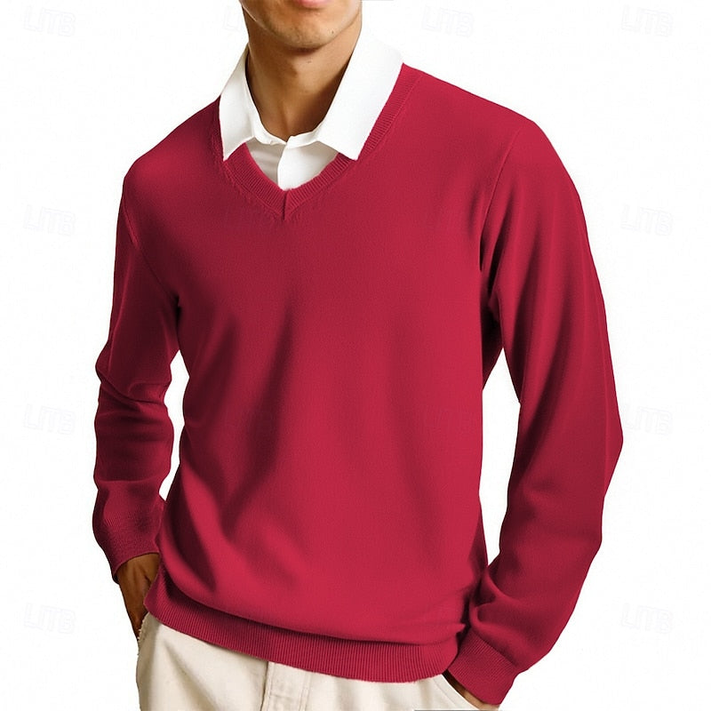 Pull col V homme en maille à manches longues 10
