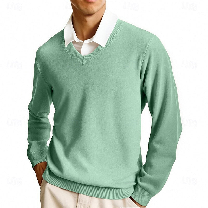 Pull col V homme en maille à manches longues 3