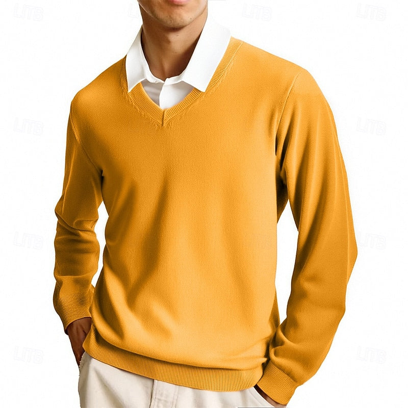 Pull col V homme en maille à manches longues 5