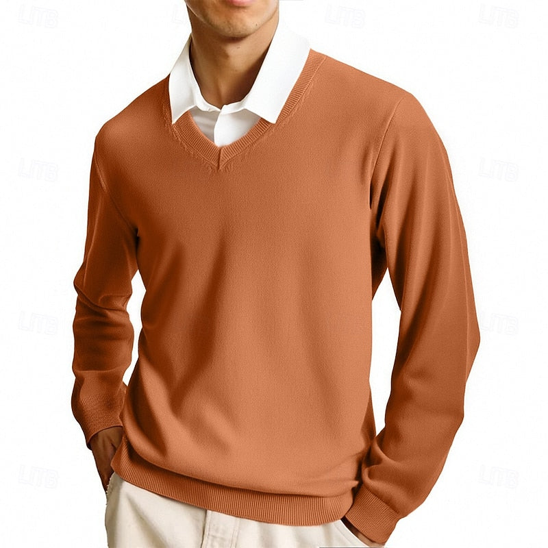 Pull col V homme en maille à manches longues 6