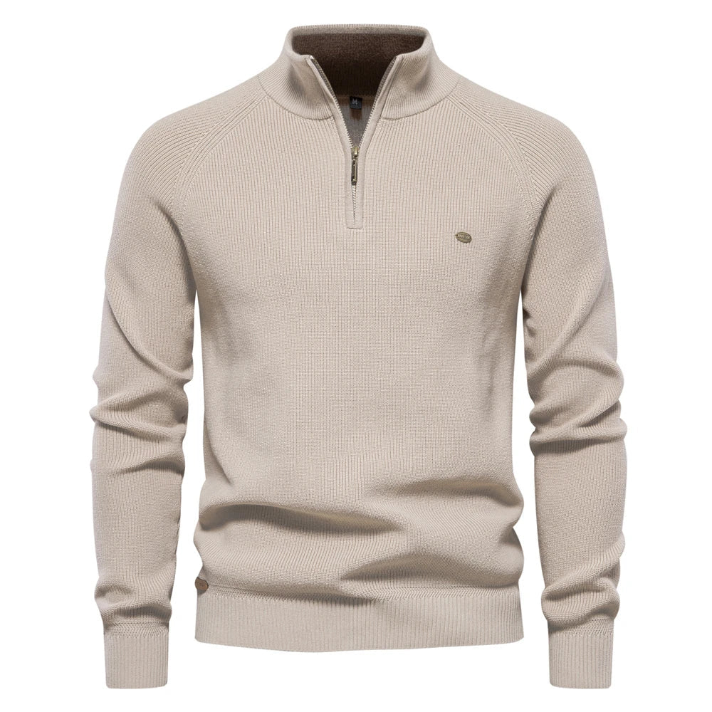 Pull demi-zippé homme col montant en maille à manches longues 5