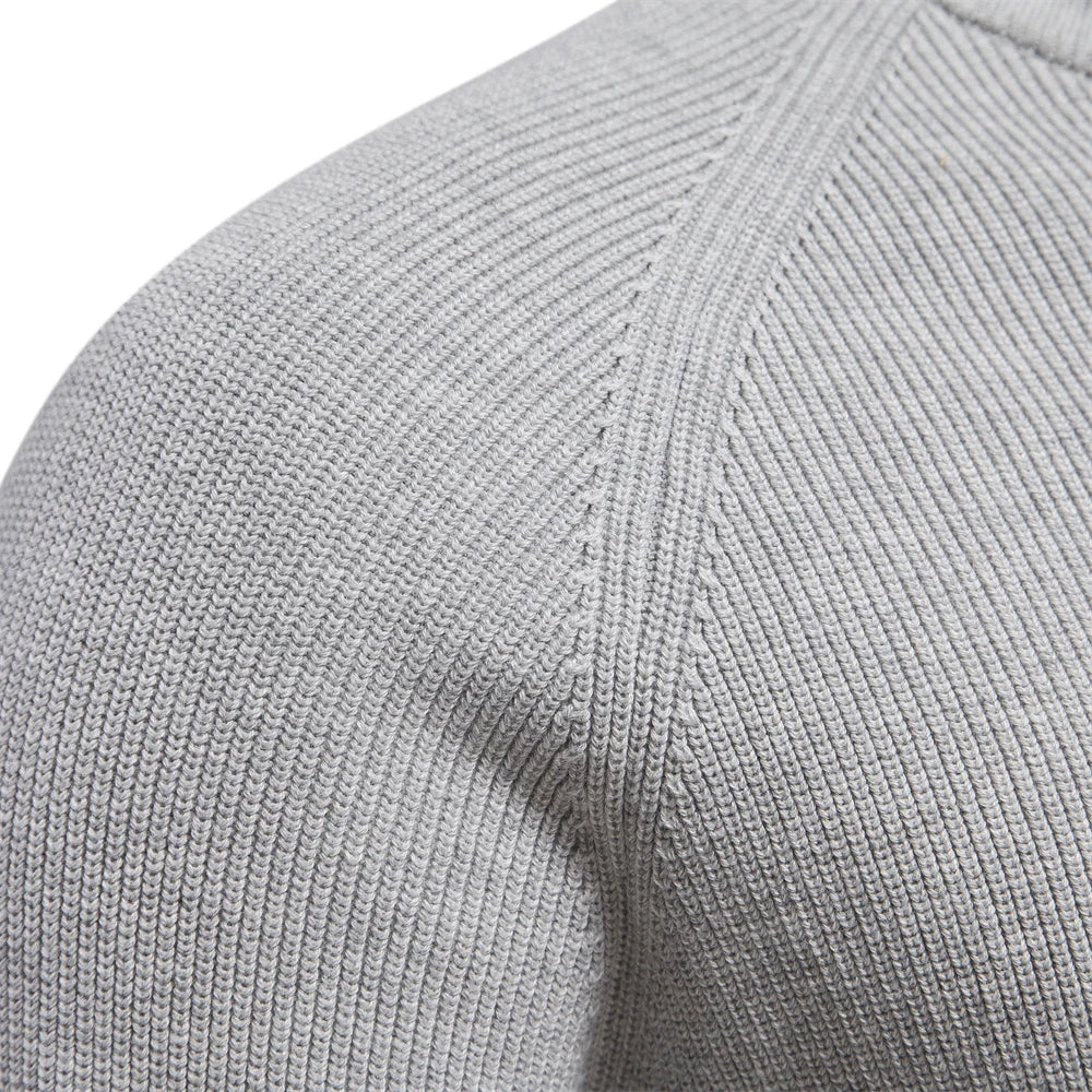 Pull demi-zippé homme col montant en maille à manches longues 7