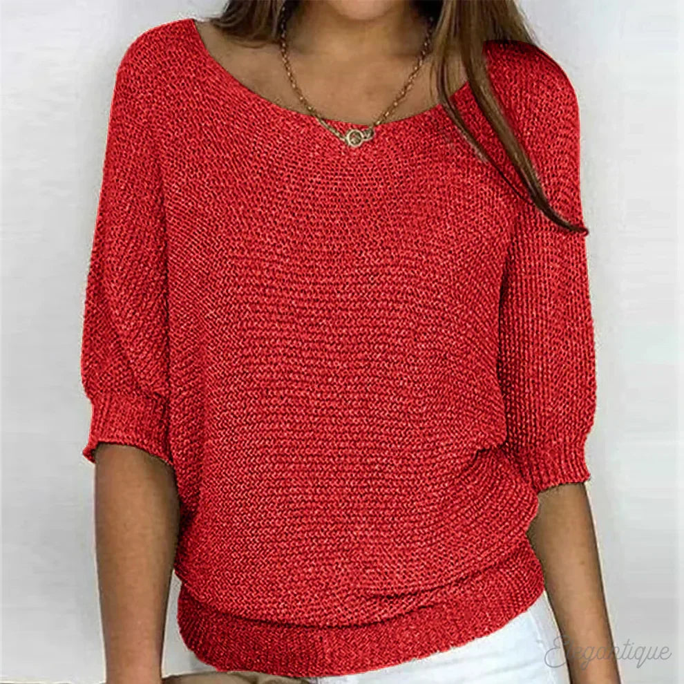 Pull en maille fine femme ample à col bateau et manches chauve-souris 9