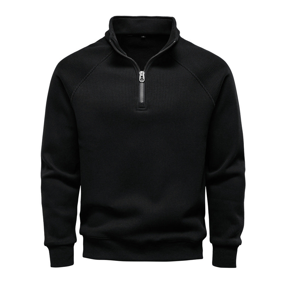 Pull homme à col montant demi-zip en maille fine 2