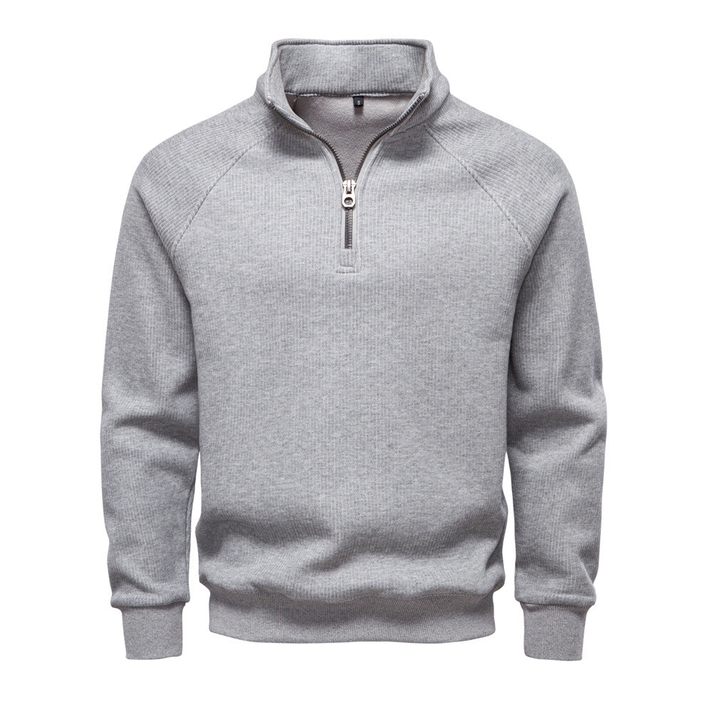 Pull homme à col montant demi-zip en maille fine 3