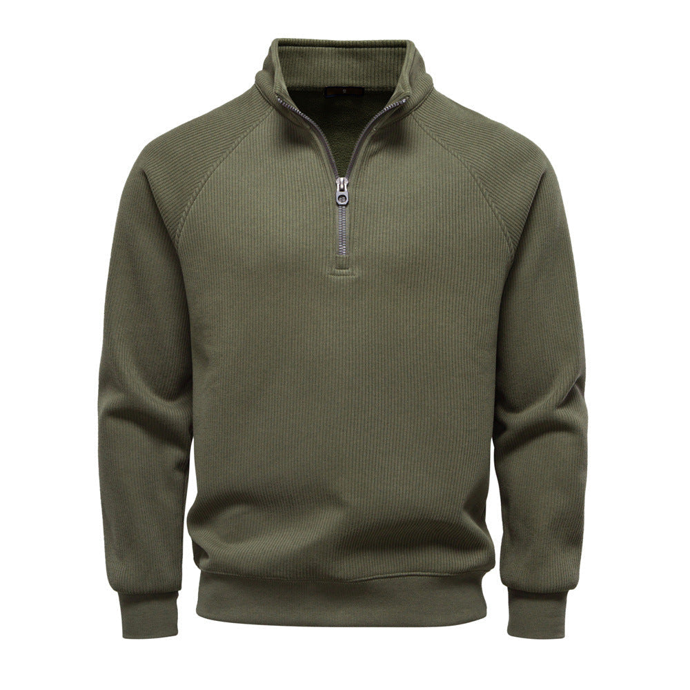 Pull homme à col montant demi-zip en maille fine 5