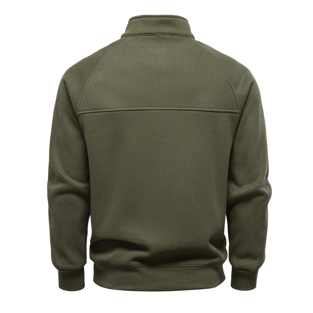Pull homme à col montant demi-zip en maille fine 6