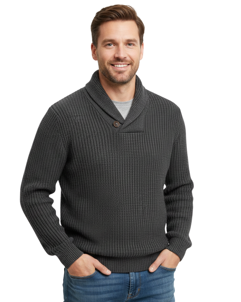 Pull homme col châle torsadé coupe décontractée 2