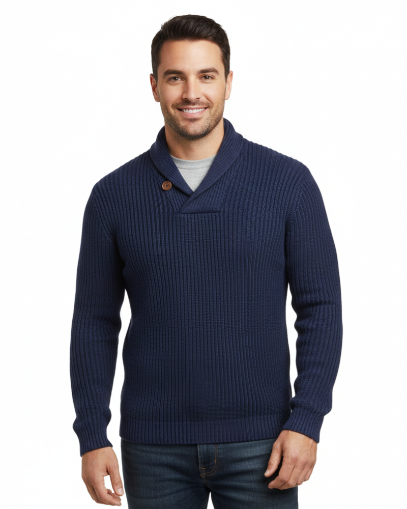 Pull homme col châle torsadé coupe décontractée 3