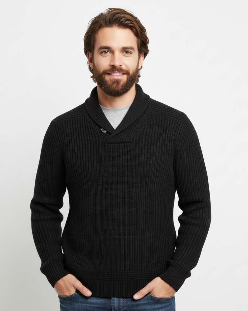 Pull homme col châle torsadé coupe décontractée 4