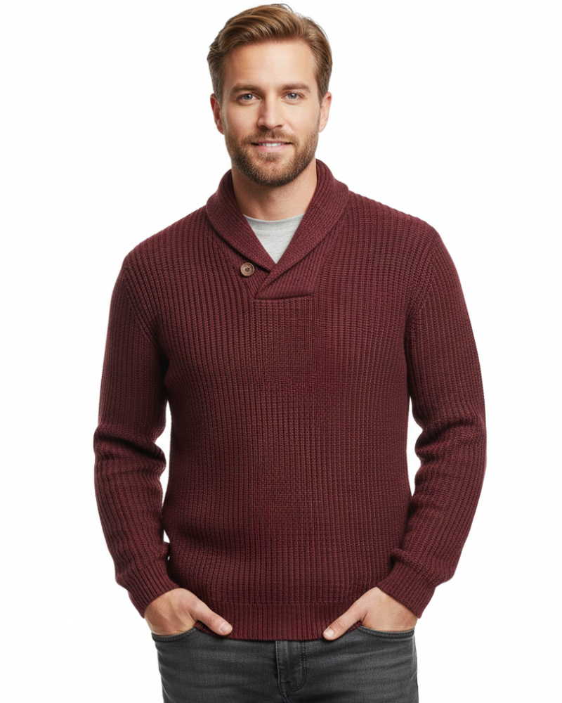 Pull homme col châle torsadé coupe décontractée 5