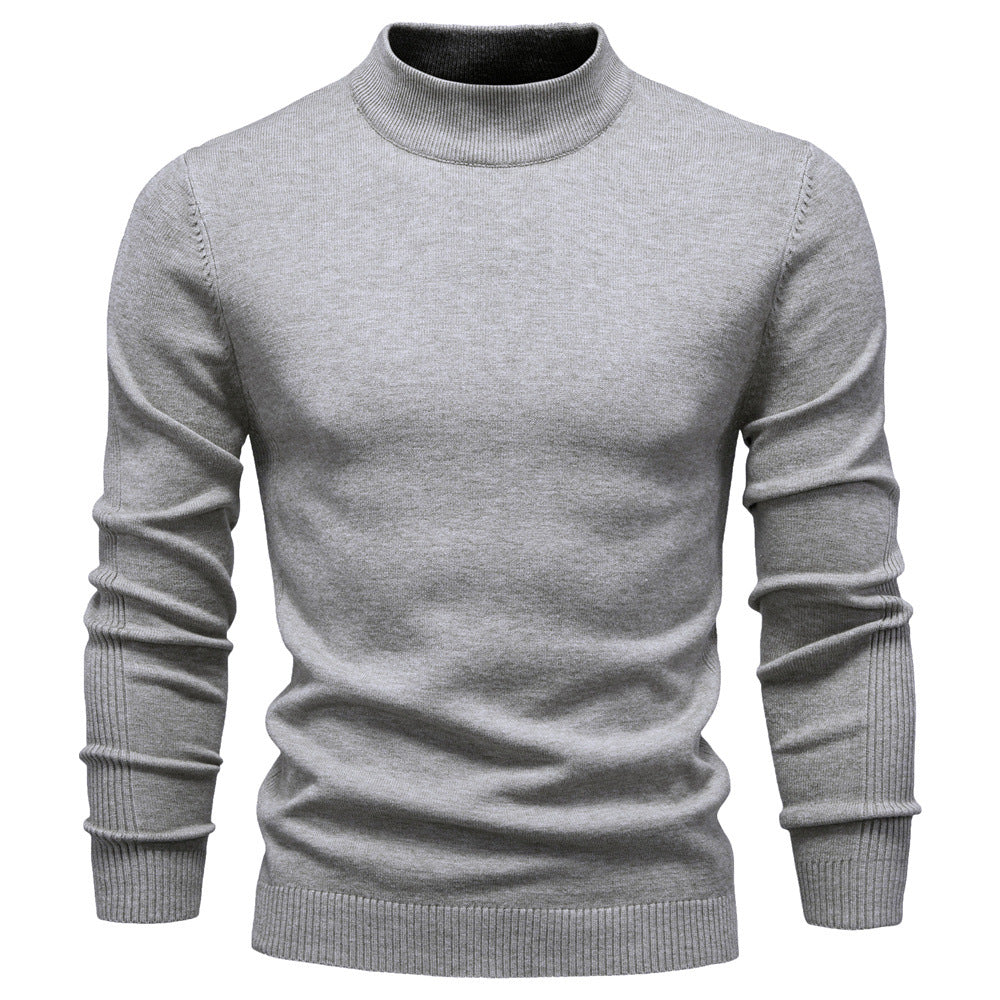 Pull homme col montant en maille fine à manches longues 1