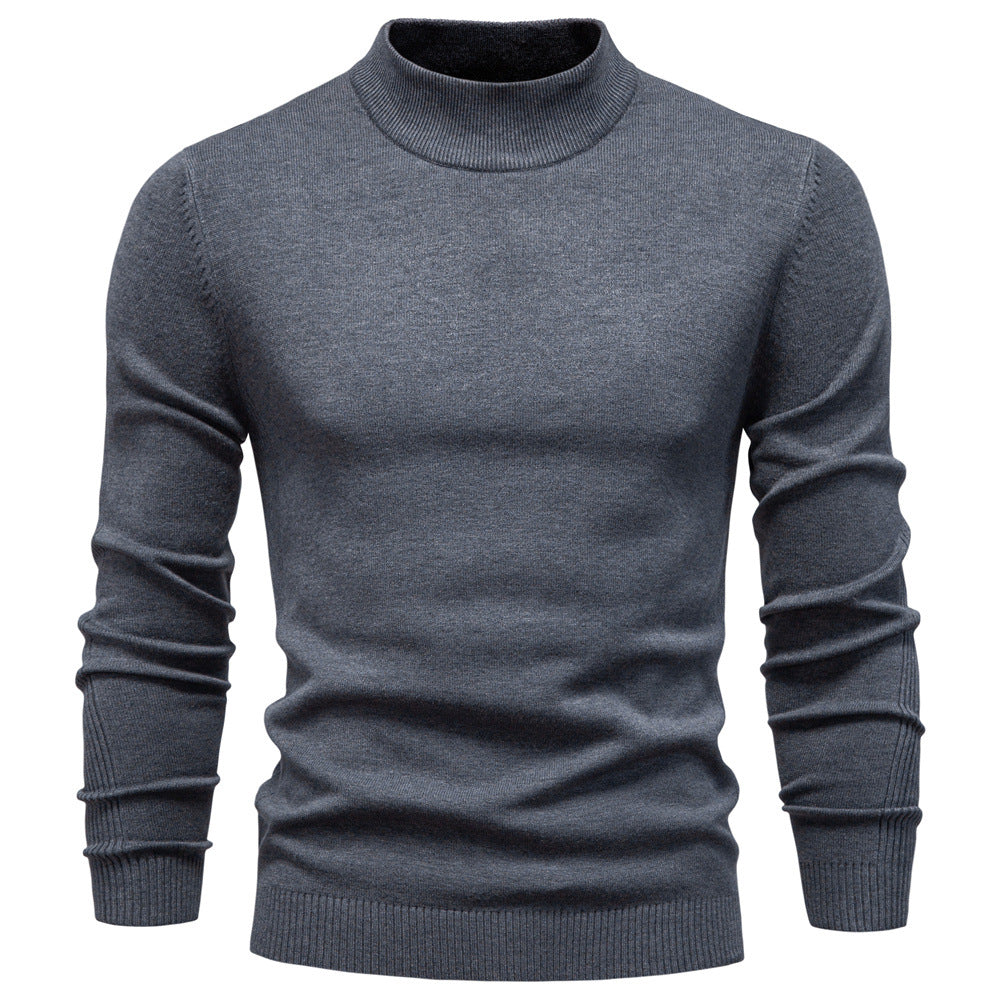 Pull homme col montant en maille fine à manches longues 2