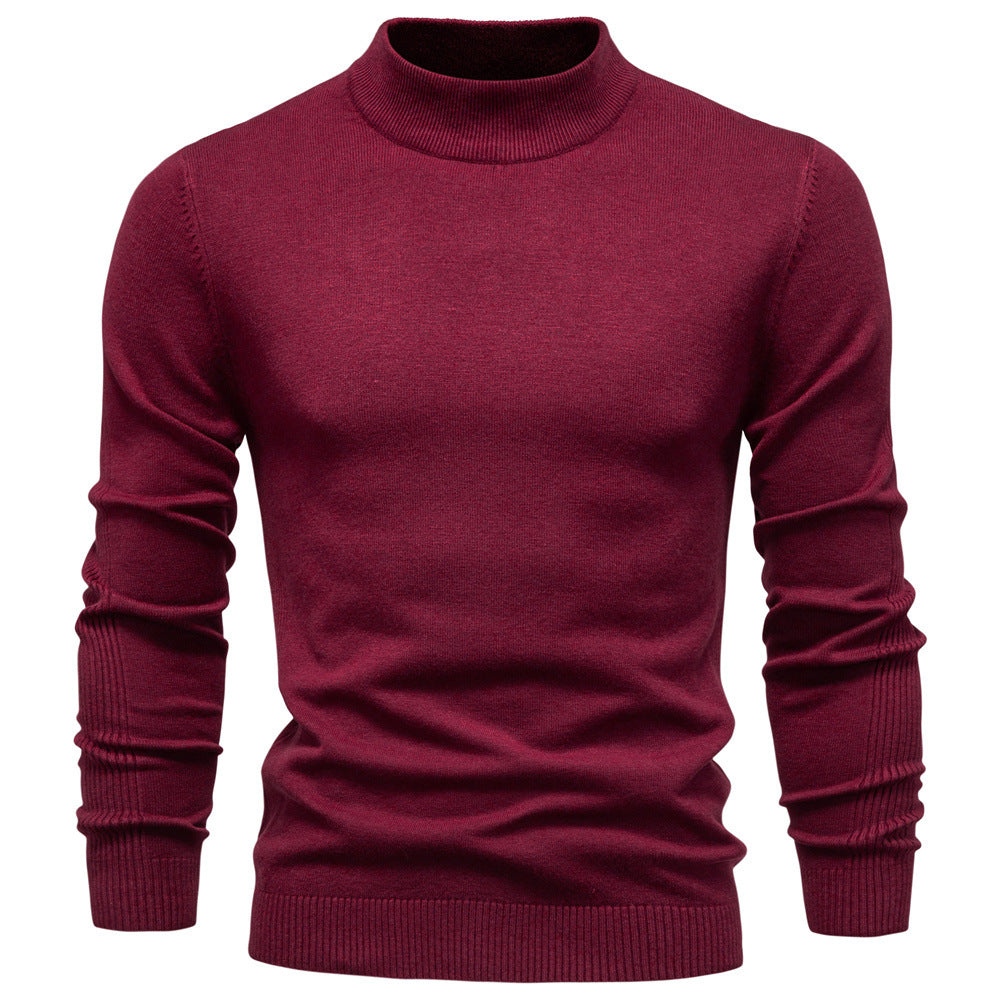 Pull homme col montant en maille fine à manches longues 3