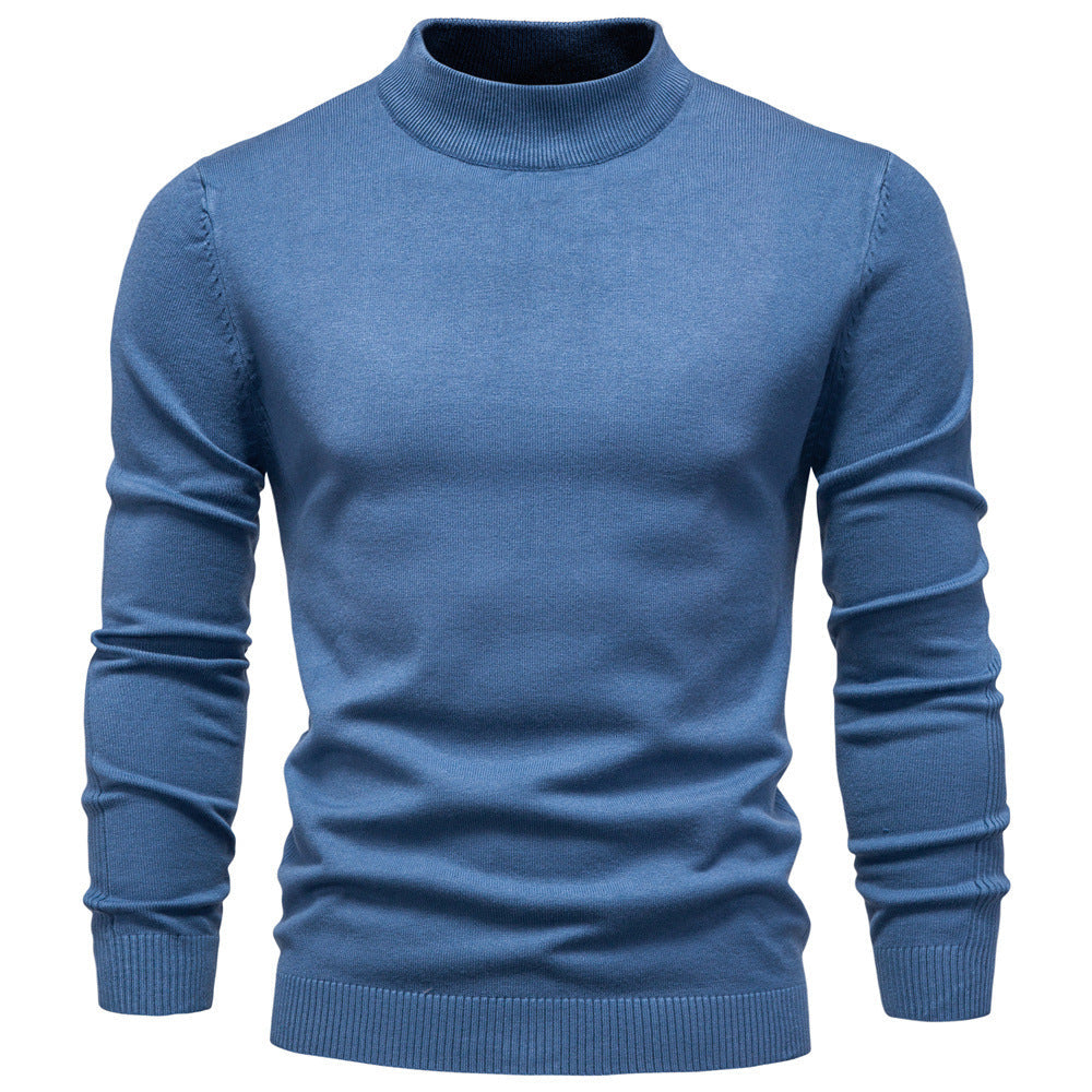 Pull homme col montant en maille fine à manches longues 5